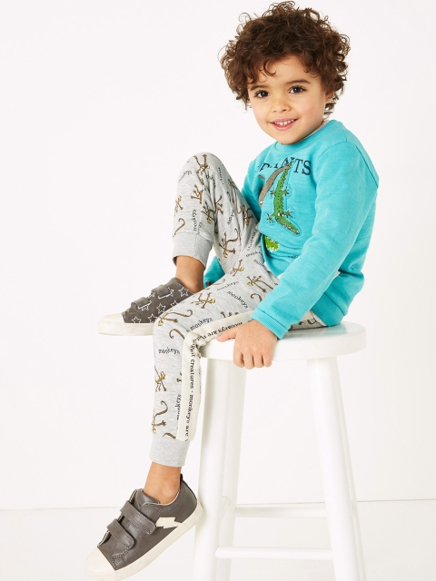 

Marks & Spencer Boys Grey & Olive Brown Printed Track Pants