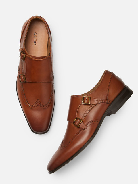 

ALDO Men Brown Solid Leather Formal Monks