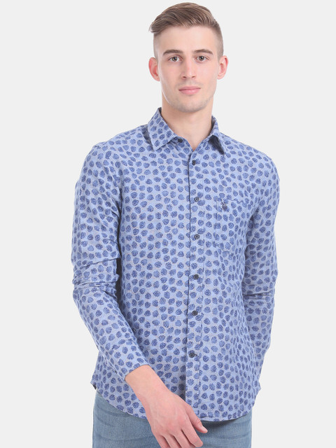 

U.S. Polo Assn. Men Blue Regular Fit Printed Casual Shirt