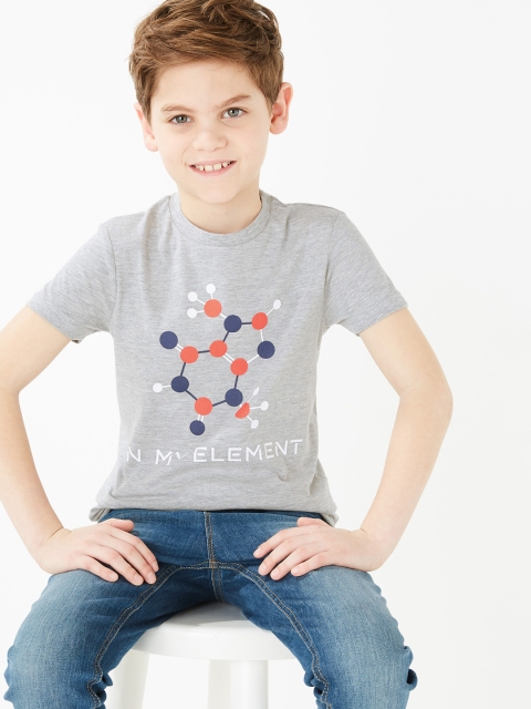 

Marks & Spencer Boys Grey Printed Round Neck T-shirt