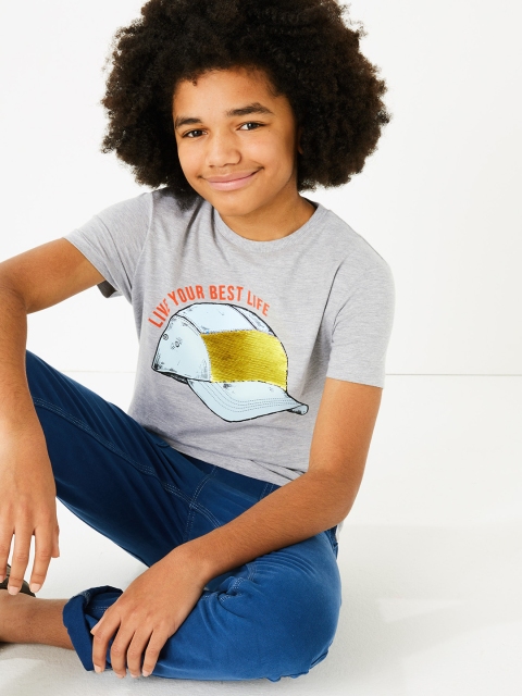 

Marks & Spencer Boys Grey Printed Round Neck T-shirt