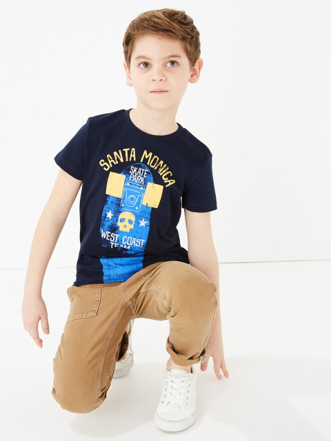 

Marks & Spencer Boys Navy Blue Printed Round Neck T-shirt