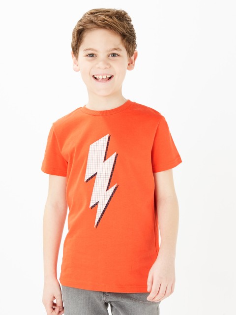 

Marks & Spencer Boys Orange Printed Round Neck T-shirt