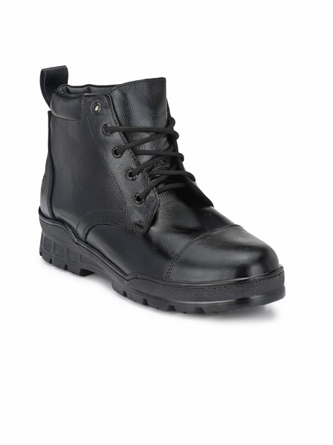 

Eego Italy Men Black Solid Light Weight Genuine Leather Mid-Top Formal Boots