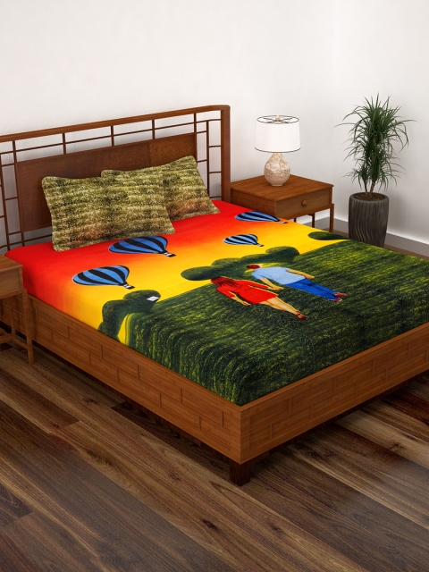 

Story@home Multicoloured Abstract 250 TC Cotton 1 Queen Bedsheet with 2 Pillow Covers, Multi