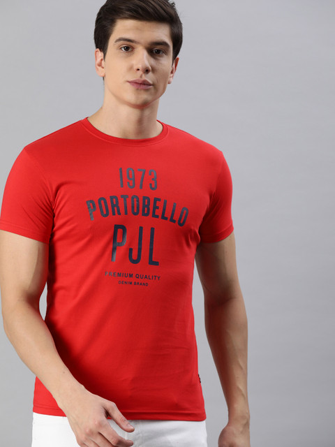 

BEAT LONDON by PEPE JEANS Men Red Printed Slim Fit Round Neck T-shirt