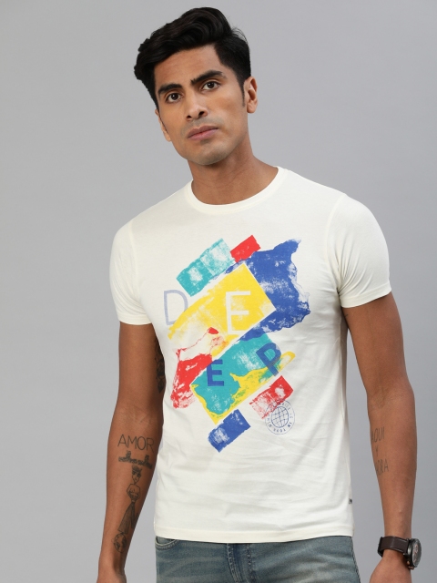 

BEAT LONDON by PEPE JEANS Men White Slim Fit Printed Round Neck T-shirt