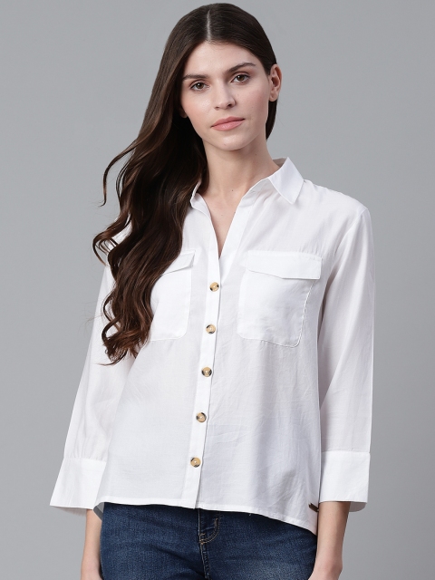 

Roadster Women White Regular Fit Solid Casual Sustainable Shirt