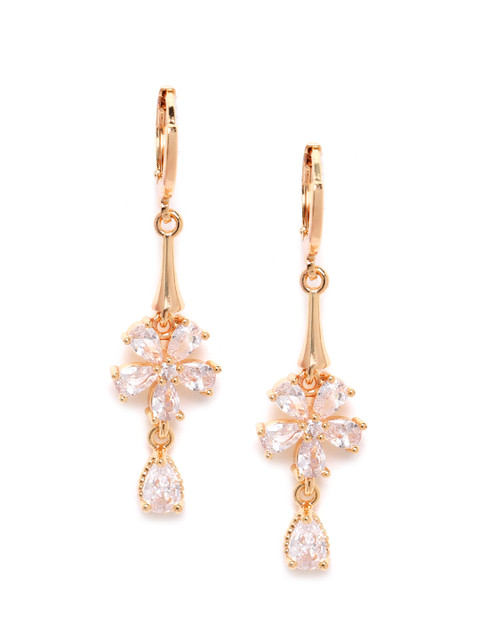 

Carlton London Gold-Plated CZ-Studded Floral Drop Earrings