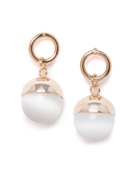 

Carlton London White Gold-Plated Beaded Spherical Drop Earrings