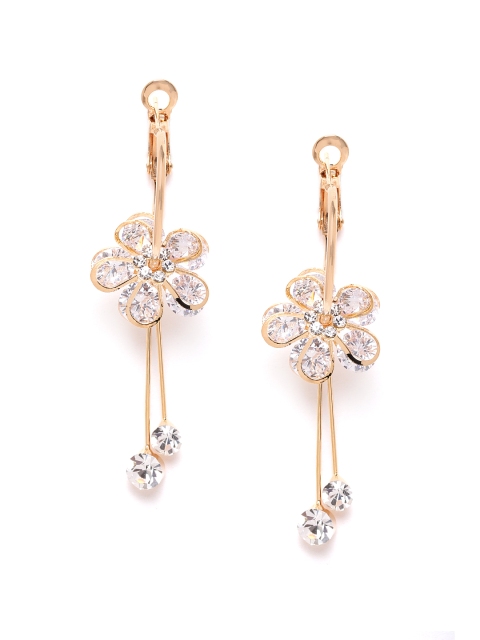 

Carlton London Gold-Plated CZ-Studded Floral Hoop Earrings