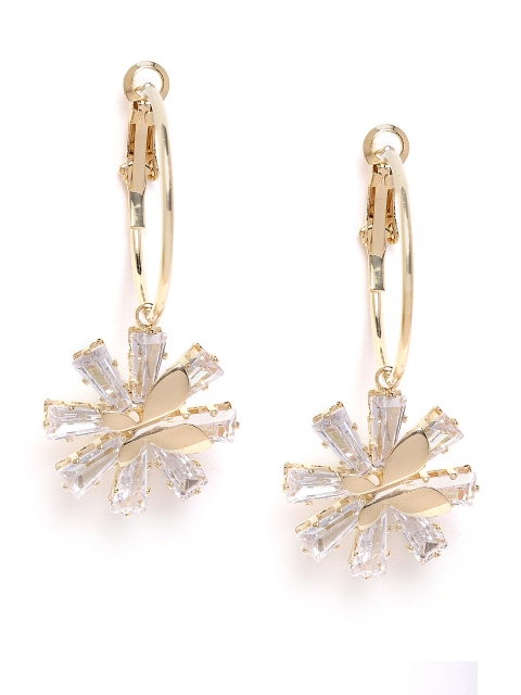 

Carlton London Gold-Plated CZ-Studded Floral Hoop Earrings