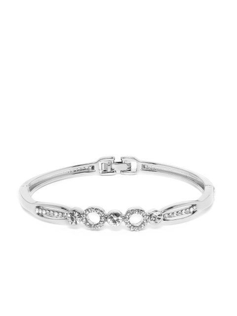 

Carlton London Silver-Toned Rhodium-Plated CZ studded Bangle-Style Bracelet