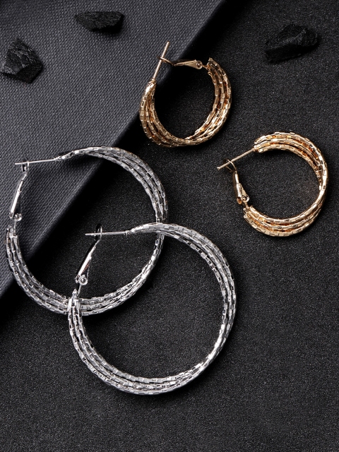 

Carlton London Set of 2 Gold-Toned & Silver-Toned Rhodium Plated Hoop Earring
