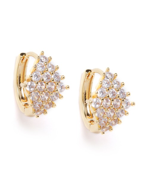 

Carlton London Gold-Plated CZ-Studded Contemporary Hoop Earrings