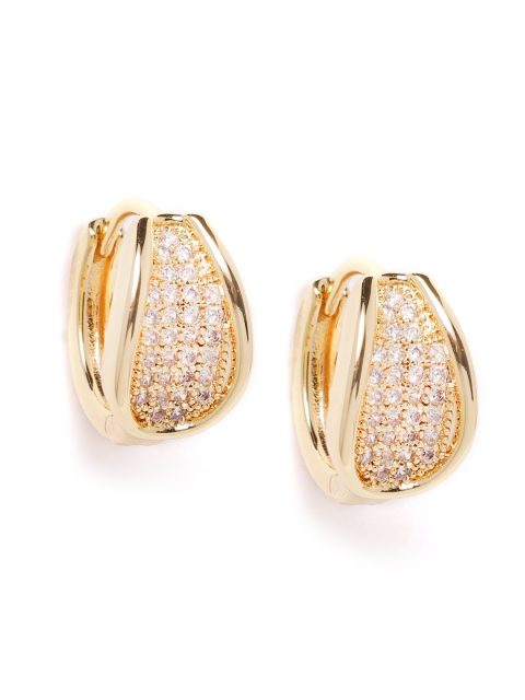 

Carlton London Gold-Plated CZ-Studded Contemporary Hoop Earrings