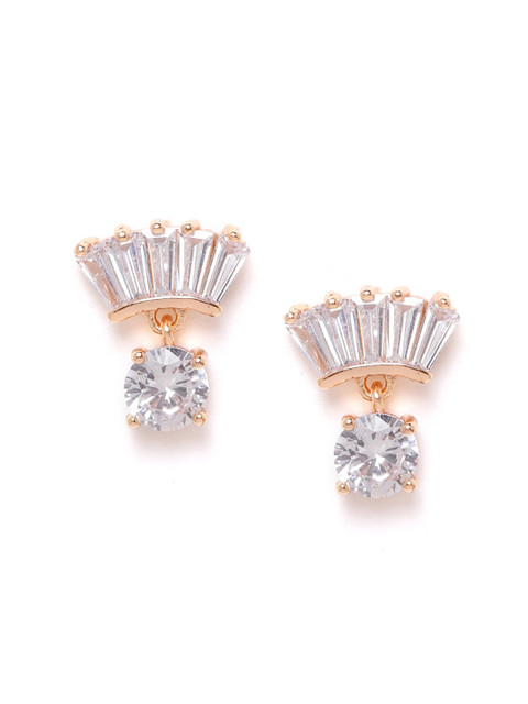 

Carlton London Gold-Plated CZ-Studded Contemporary Drop Earrings