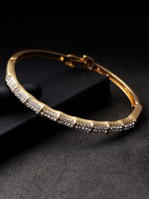 

Carlton London Gold-Plated CZ-Studded Bangle-Style Bracelet