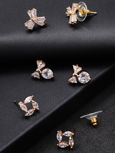 

Carlton London Set of 3 Gold-Plated CZ-Studded Studs