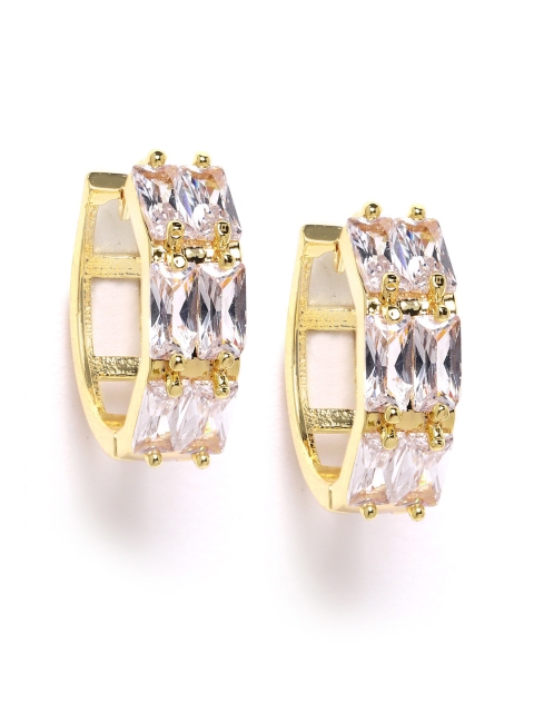 

Carlton London Women Gold-Plated CZ-Studded Circular Hoop Earrings
