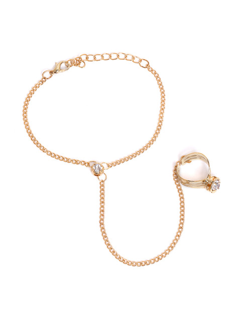 

Carlton London Gold-Plated CZ Studded Ring Bracelet