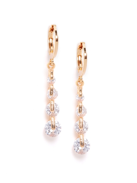 

Carlton London Gold-Plated CZ-Studded Contemporary Drop Earrings