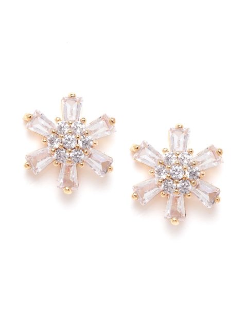 

Carlton London Women Gold-Plated CZ-Studded Floral Studs