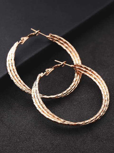 

Carlton London Women Gold-Plated Textured Circular Hoop Earrings