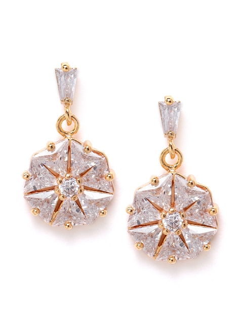 

Carlton London Women Gold-Plated CZ-Studded Floral Drop Earrings