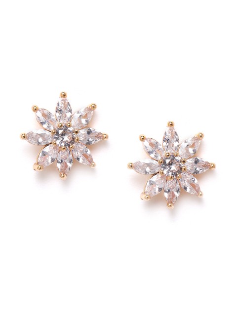 

Carlton London Women Gold-Plated CZ-Studded Floral Studs