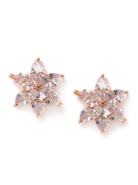 

Carlton London Women Gold-Plated CZ-Studded Floral Studs