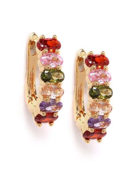 

Carlton London Women Multi-Coloured Gold-Plated CZ-Studded Contemporary Studs