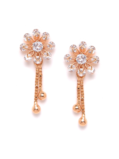 

Carlton London Gold-Plated CZ-Studded Floral Drop Earrings