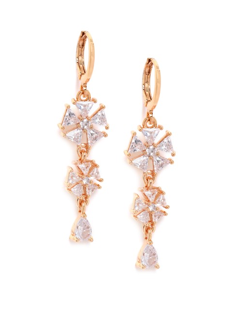 

Carlton London Gold-Plated CZ-Studded Floral Drop Earrings