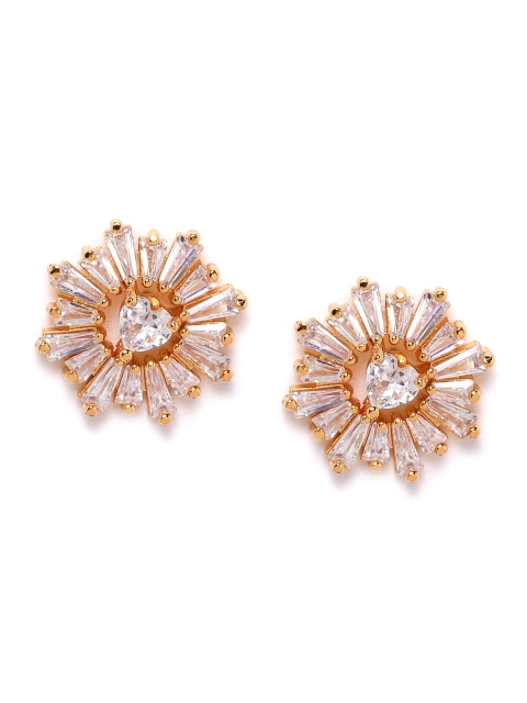 

Carlton London Gold-Plated CZ Studded Floral Studs