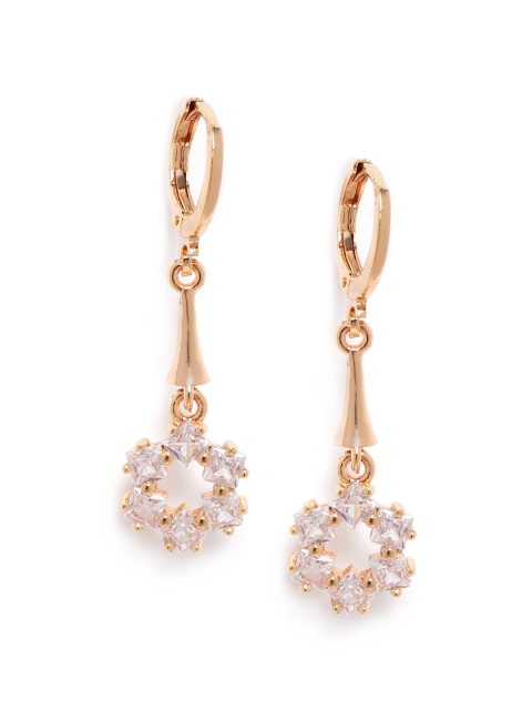 

Carlton London Women Gold-Plated CZ-Studded Contemporary Drop Earrings