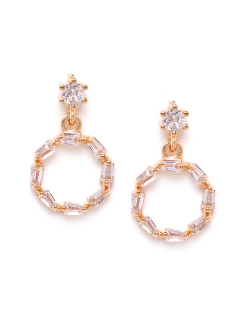 

Carlton London Women Gold-Plated CZ-Studded Circular Drop Earrings