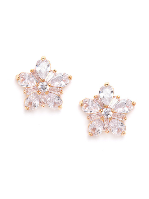 

Carlton London Women Gold-Plated CZ-Studded Floral Studs