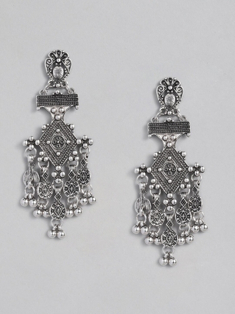 

justpeachy Silver-Plated Contemporary Drop Earrings