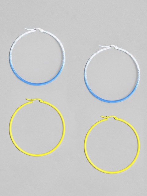 

justpeachy Set Of 2 Circular Hoop Earrings, White