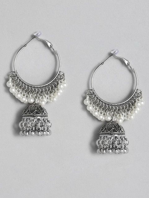 

justpeachy Silver-Plated Dome Shaped Jhumkas