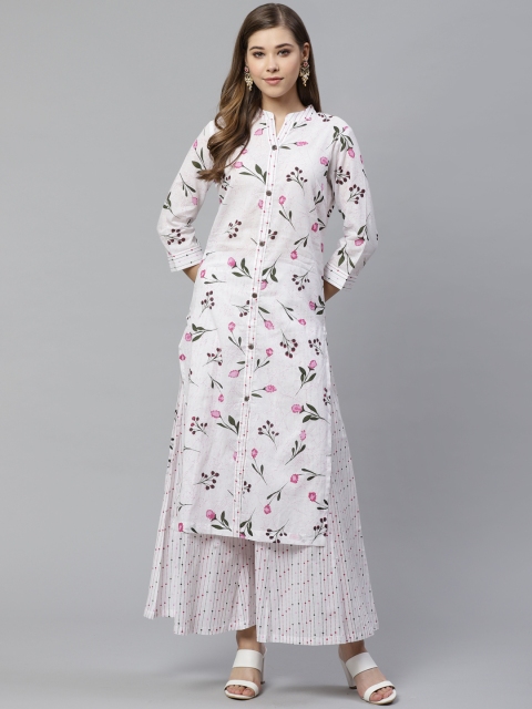 

Deewa Women Off-White & Pink Printed Kurta with Palazzos