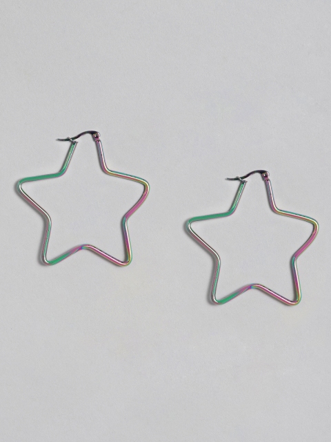 

justpeachy Multicoloured Star Shaped Hoop Earrings, Multi