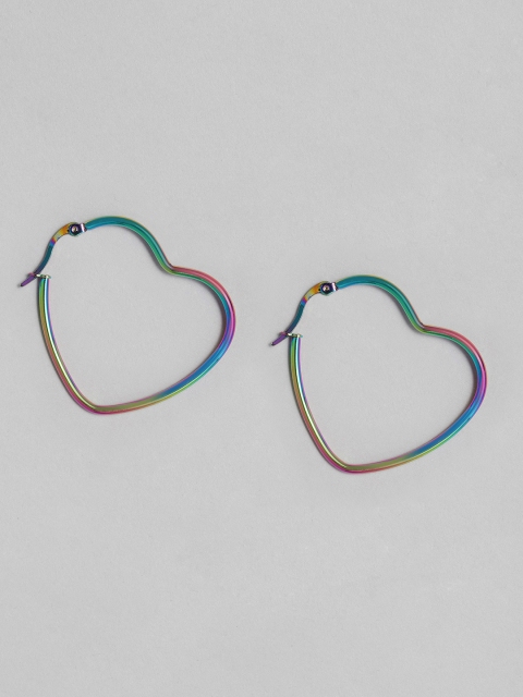 

justpeachy Multicoloured Heart Shaped Hoop Earrings, Multi