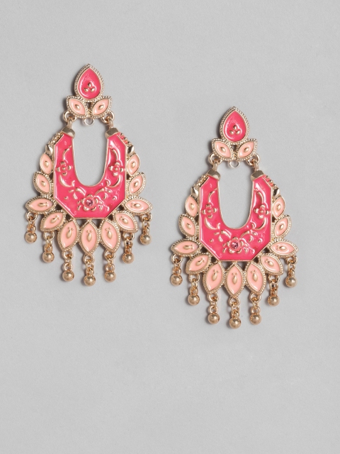 

justpeachy Pink & Gold Plated Contemporary Drop Earrings