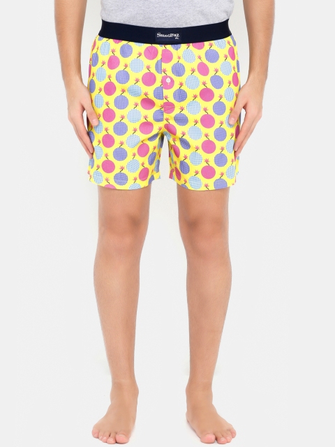 

Smugglerz Men Yellow & Pink Printed Pure Cotton Boxers TNT BOMB-BXR-YELLOW-S