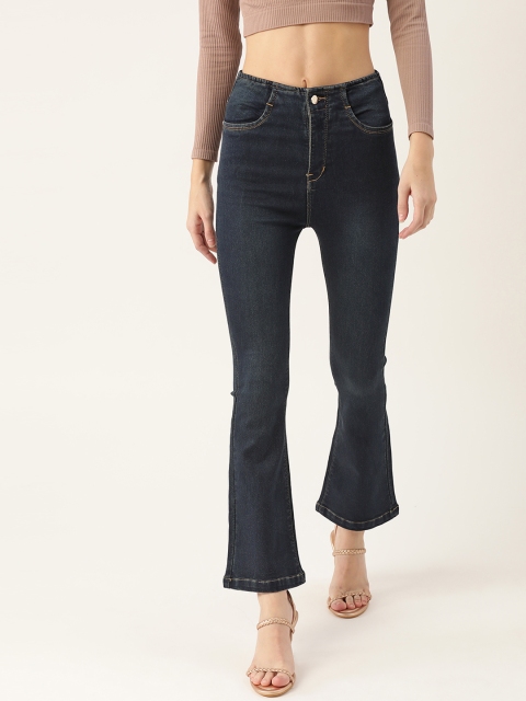 

urSense Women Blue Bootcut High-Rise Light Fade Stretchable Cropped Jeans