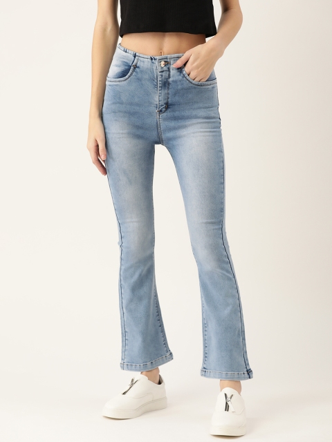 

urSense Women Blue Bootcut High-Rise Light Fade Stretchable Cropped Jeans