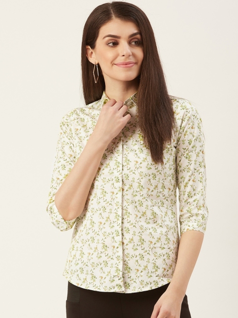 

Hancock Women Off-White & Green Slim Fit Floral Print Formal Shirt