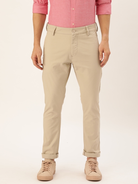

ether Men Khaki Regular Fit Solid Regular Trousers